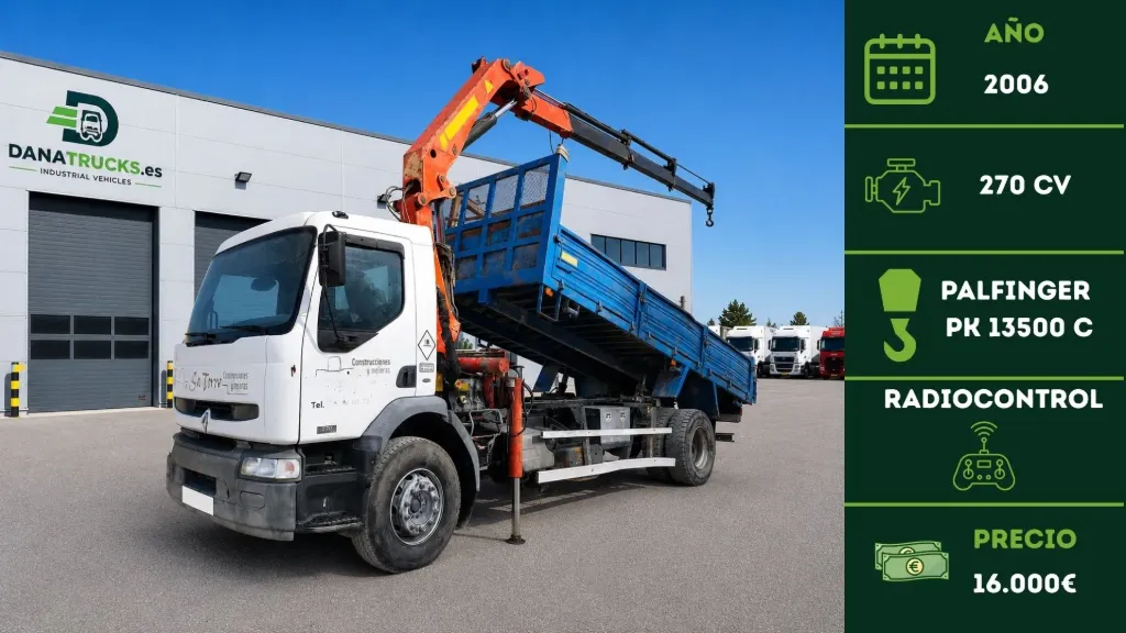 [CAM-00065] Renault Premium 270 dCi 4x2 Grúa Palfinger 13500 C + Volquete  | DanaTrucks.com