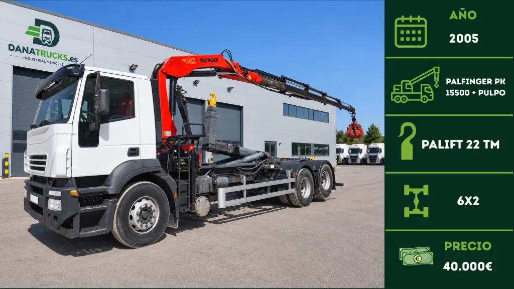 Iveco Stralis AD260S35 6x2 Palfinger PK15500 + Palift 22 Tn + Pulpo 2005 | DanaTrucks.com